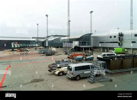 Airport buildings and vehicles