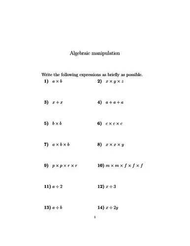 Algebraic Manipulation Exercises