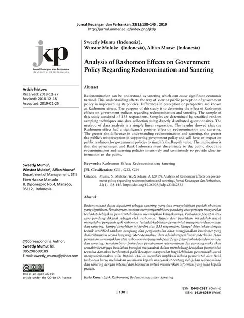 Analysis of the Perception of MSME Actors in Medan City Against Rupiah Redenomination Policy