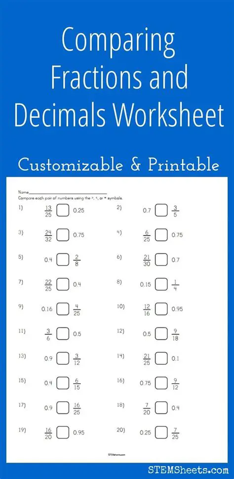 Comparing Fractions and Decimals