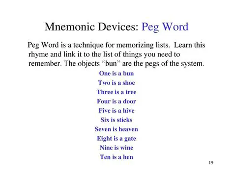 Comparison of the Peg System to Other Mnemonic Devices