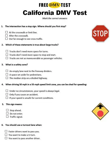 Driving test questions and answers