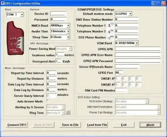 Features of the S911 Configuration Utility