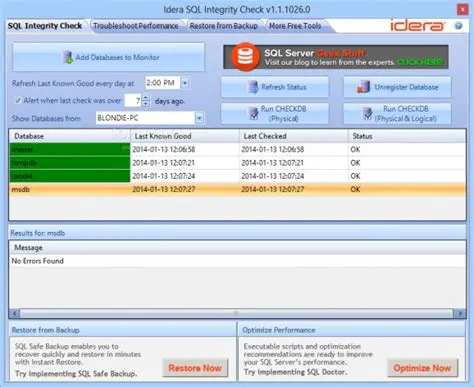 How to Perform SQL Integrity Check