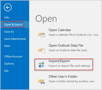 Import from Microsoft Outlook