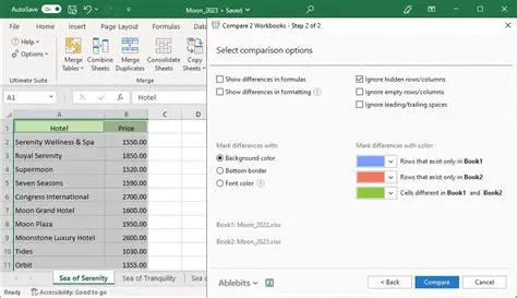 Key Features of the Workbook Comparison Tool