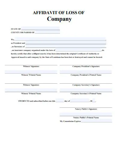 Loss of Company Appointments