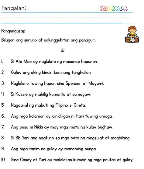 Mga Tugon sa Pagsusulat ng Pangungusap
