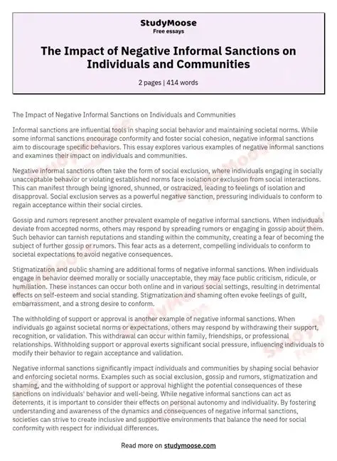 Negative Informal Sanctions
