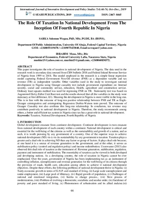 The Role of Taxation in National Development