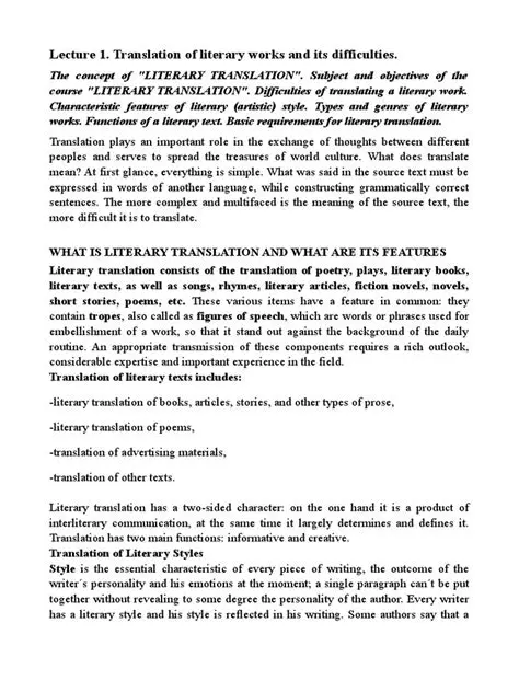 Translation of Literary Works